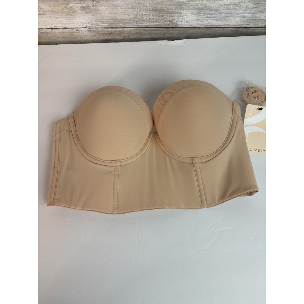 Lively Strapless Bra 34B Mesh Elastic Band, Underwired, Pads, Optional Straps